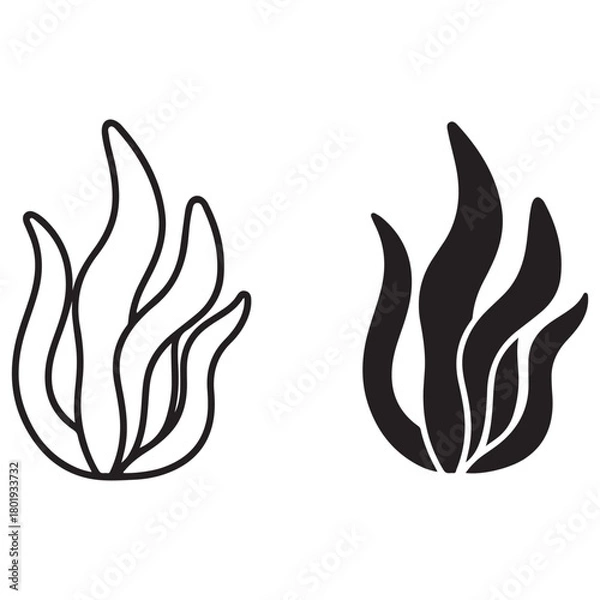 Fototapeta Stylized Organic Shapes Illustration with Outline and Solid Silhouette Versions