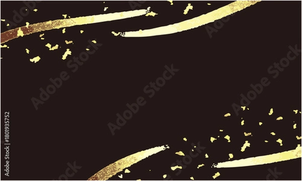 Fototapeta  黒背景に金箔の装飾。 高級感のあるチラシやポスターのデコレーションに最適。