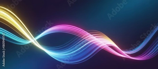 Obraz Luminous flowing lines in vibrant gradient colors creating an energetic wavy background