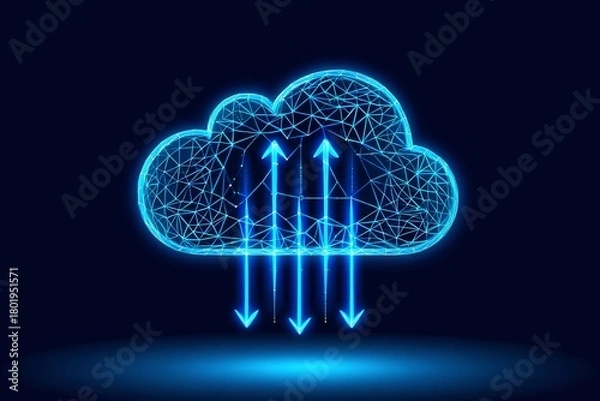 Obraz Abstract Data Flow Cloud - Digital Network Connection