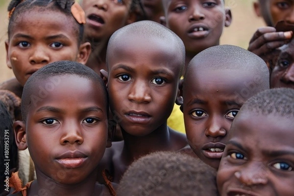 Obraz Group of Curious African Children Looking at the Camera