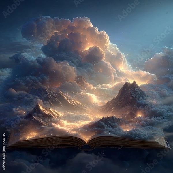Obraz Open book unfolding into a dreamy fantasy universe