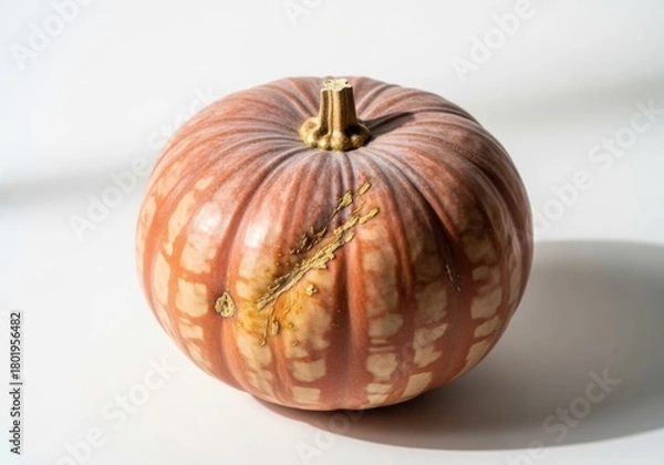 Obraz A single ripe pumpkin isolated on white background