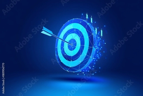 Obraz Bullseye Hit - Abstract Target with Arrow and Network Lines