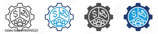 Fototapeta labor economic icon set with multiple style