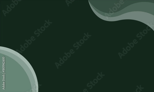Obraz Dark Green Abstract Background with Wave and Rounded Shapes – Vector Design