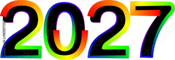 Obraz Vibrant rainbow 2027 New Year graphic on a clean white background