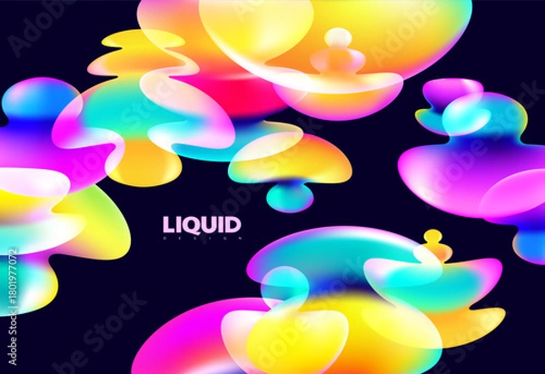 Fototapeta Abstract background of luminescent liquid bubbles. Glass round shapes.