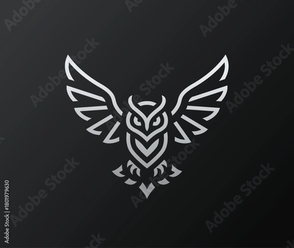 Fototapeta Owl Logo Template - Minimalist Modern Icon of Wisdom and Knowledge.