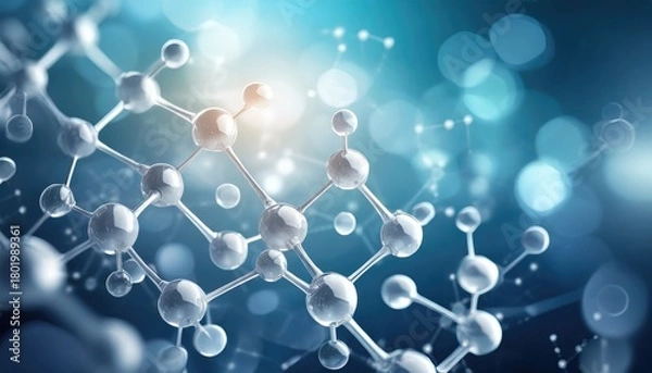 Fototapeta Science background with molecule or atom. Generated with AI