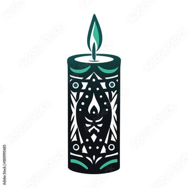 Fototapeta Tribal Candle Icon with Intricate Pattern Design Vector Icon Set of Various Transportation Vehicles