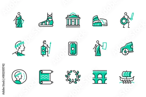 Obraz Ancient Rome - set of line design style icons