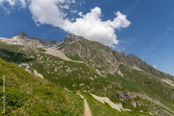 Fototapeta Mountain view in the Lauzière massif ,  alpine mountain range in Savoie, France 
