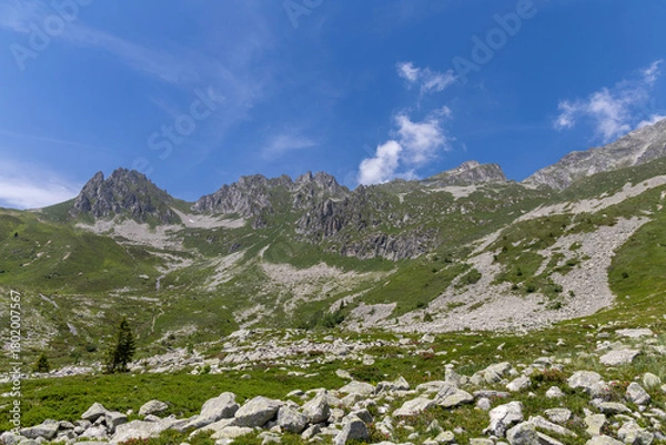 Obraz Mountain view in the Lauzière massif ,  alpine mountain range in Savoie, France 