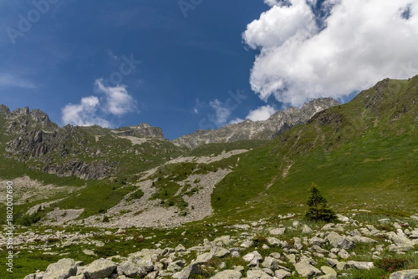 Obraz Mountain view in the Lauzière massif ,  alpine mountain range in Savoie, France 
