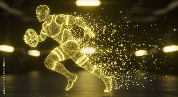 Fototapeta Golden Athlete A Dazzling Display of Speed and Power in Gridiron Action