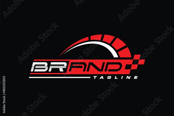 Fototapeta speedometer racing flag text logo