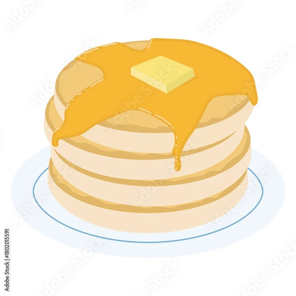 Obraz pancakes with butter and honey illustration