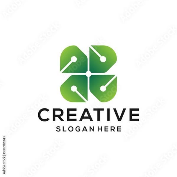 Obraz leaf tech logo design vector