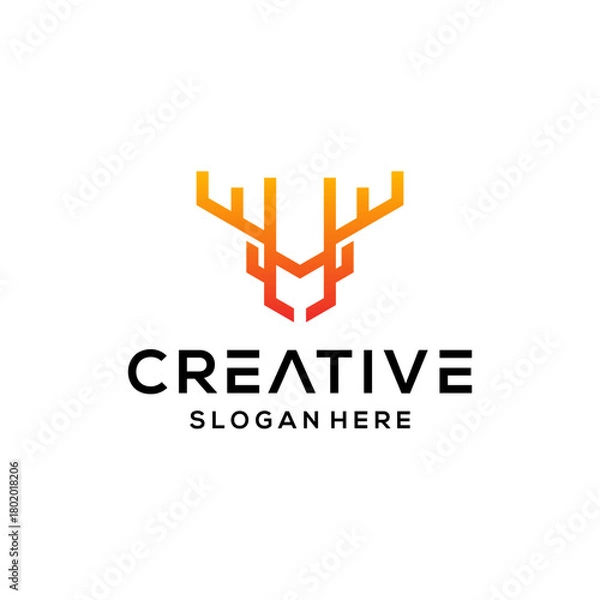 Obraz tech deer antlers logo design vector icon illustration