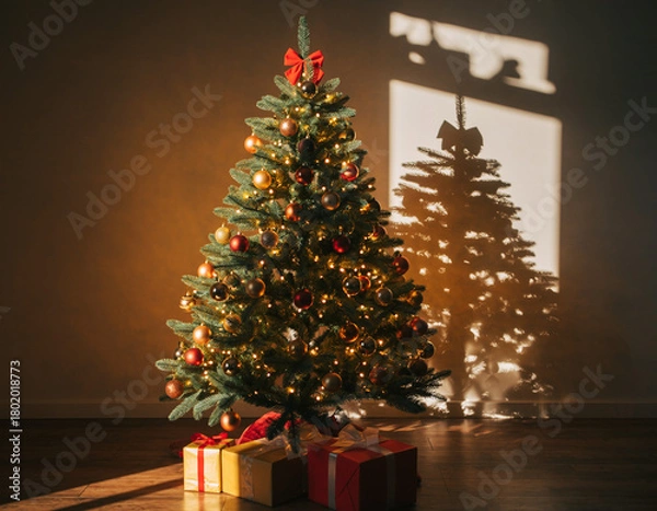 Obraz christmas tree with gift boxes