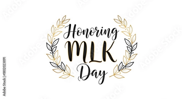 Fototapeta Elegant vintage style milk text logo with laurel wreath isolated on transparent background