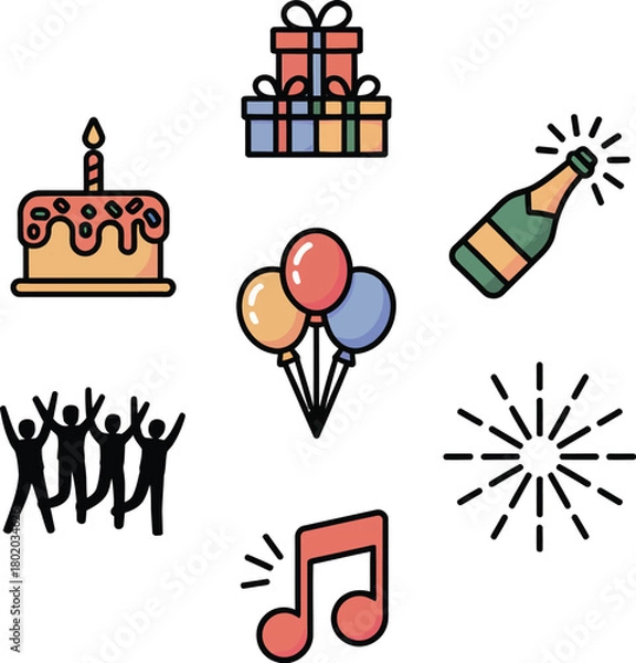 Fototapeta Happy birthday card design vector illustration concept with colorful balloons and text