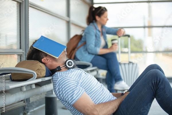 Obraz a student is resting on bench