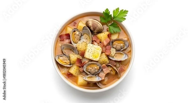 Obraz Delicious Clam Chowder with Potatoes and Bacon