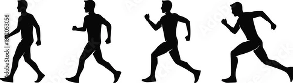 Obraz  Person stand, walk and run icon. The style people standing, walking and running. Stand, walk, run symbol ilustration.