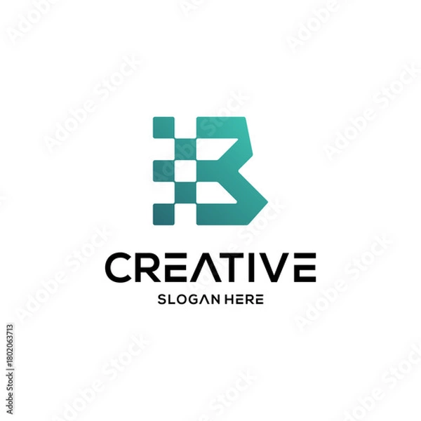 Obraz letter b data tech logo design vector