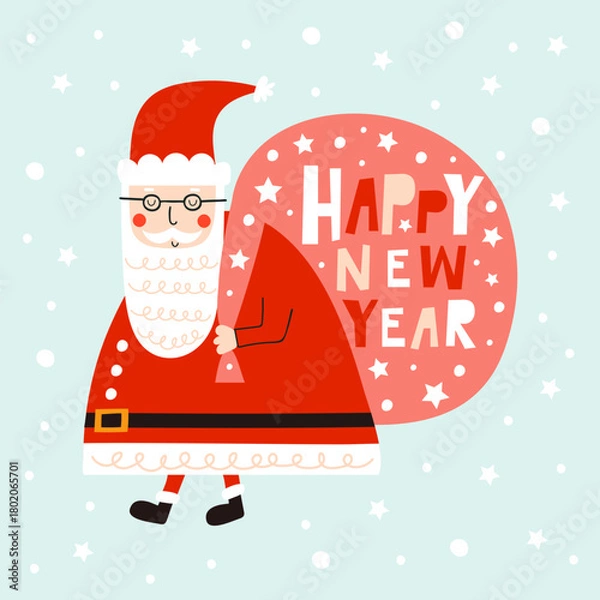 Obraz Happy New Year card with Santa. Vector