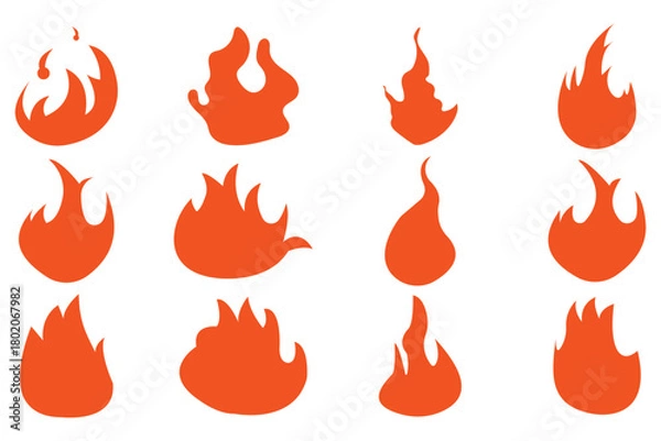 Obraz Fire & Flame Icon Set – Bonfire, Campfire, and Flame Vector Collection for Logos and Design