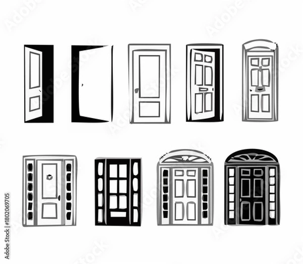 Fototapeta Different doors icons collect...