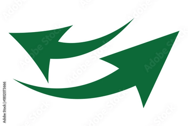 Obraz Curved Arrow Icon Set – Green and Blue Direction Vector for Web, UI, Logo, and Growth Graphics