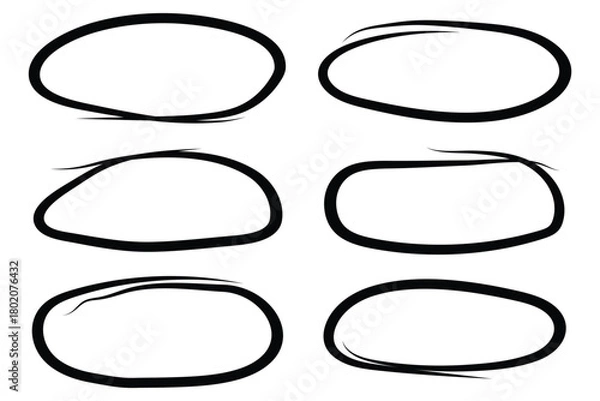 Obraz Hand-Drawn Red Circles & Ovals – Doodle, Grunge, and Marker Highlight Frames Vector Collection