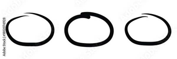 Obraz Hand-Drawn Red Circles & Ovals – Doodle, Grunge, and Marker Highlight Frames Vector Collection