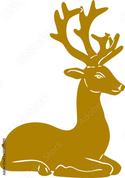 Obraz Minimalist reindeer line art illustration — elegant winter animal silhouette, simple Scandinavian Christmas graphic, modern outline vector for seasonal holiday design projects.