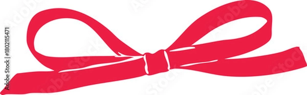 Obraz Minimalist wide ribbon bow line art illustration — elegant Christmas decoration, simple Scandinavian holiday graphic, modern outline vector for seasonal design projects.