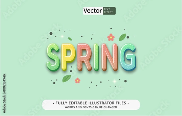 Fototapeta spring text effect editable illustrator file