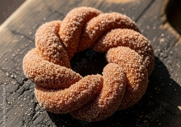 Obraz Sugar-Coated Twist Donut in Sunlight – Sweet Pastry Dessert Close-Up