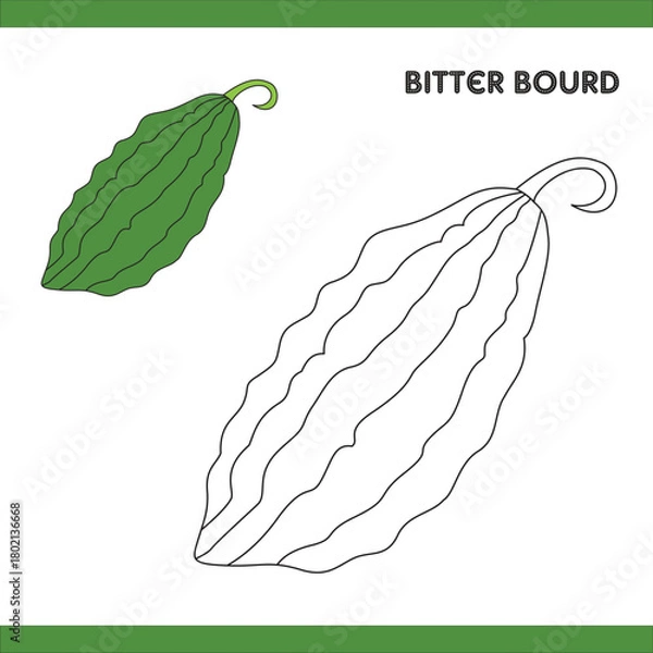 Obraz Bitter Bourd Copy Colour worksheet for kids