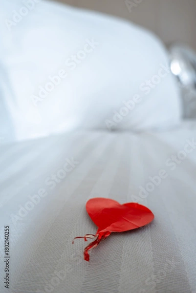 Obraz Sousse, Tunisia A hotel bed decorated with hearts.
