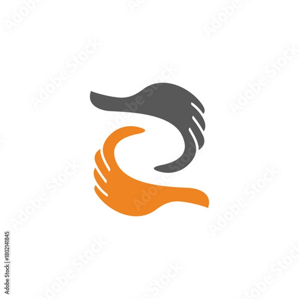 Fototapeta two helping hand no racism symbol logo vector