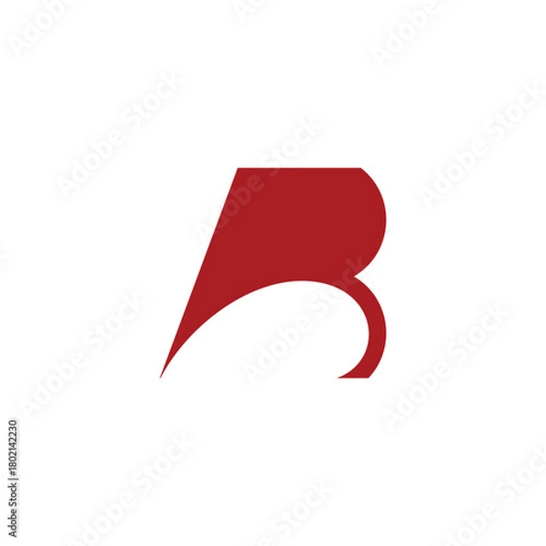 Obraz letter r red simple silhouette shadow geometric logo vector