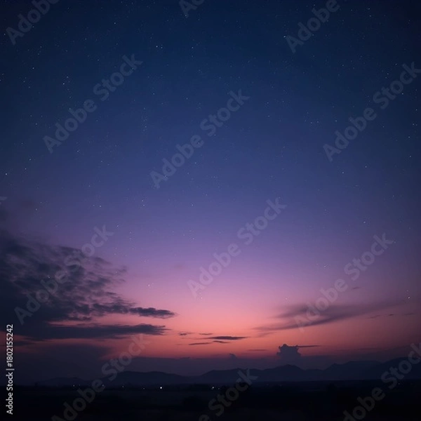 Obraz A serene twilight sky with stars and clouds