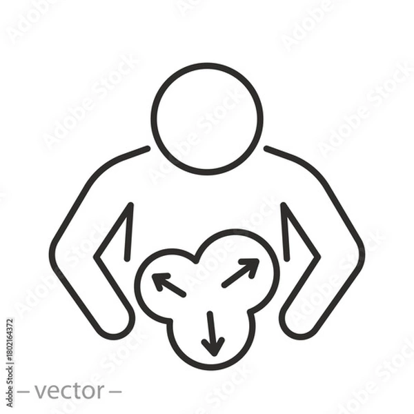 Fototapeta Bloating Stomach Icon Vector Line Illustration