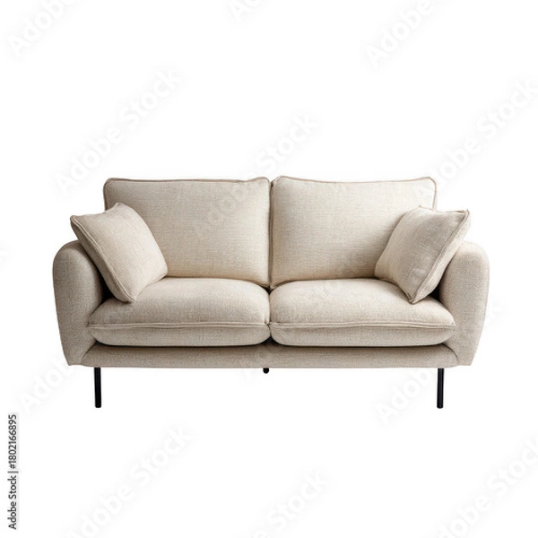 Fototapeta Comfortable sofa with cushions isolated on transparent background