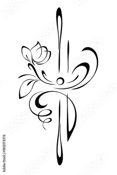 Obraz decorative element with stylized flowers, leaves and abstract ornate pattern