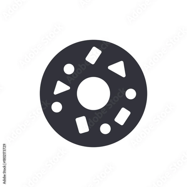 Obraz Decorated Doughnut Icon Sweet Treat Snack Simple Design